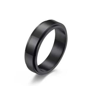 Black Stainless Steel Spinner Fidget Ring for Anxiety and Stress Relief - 11